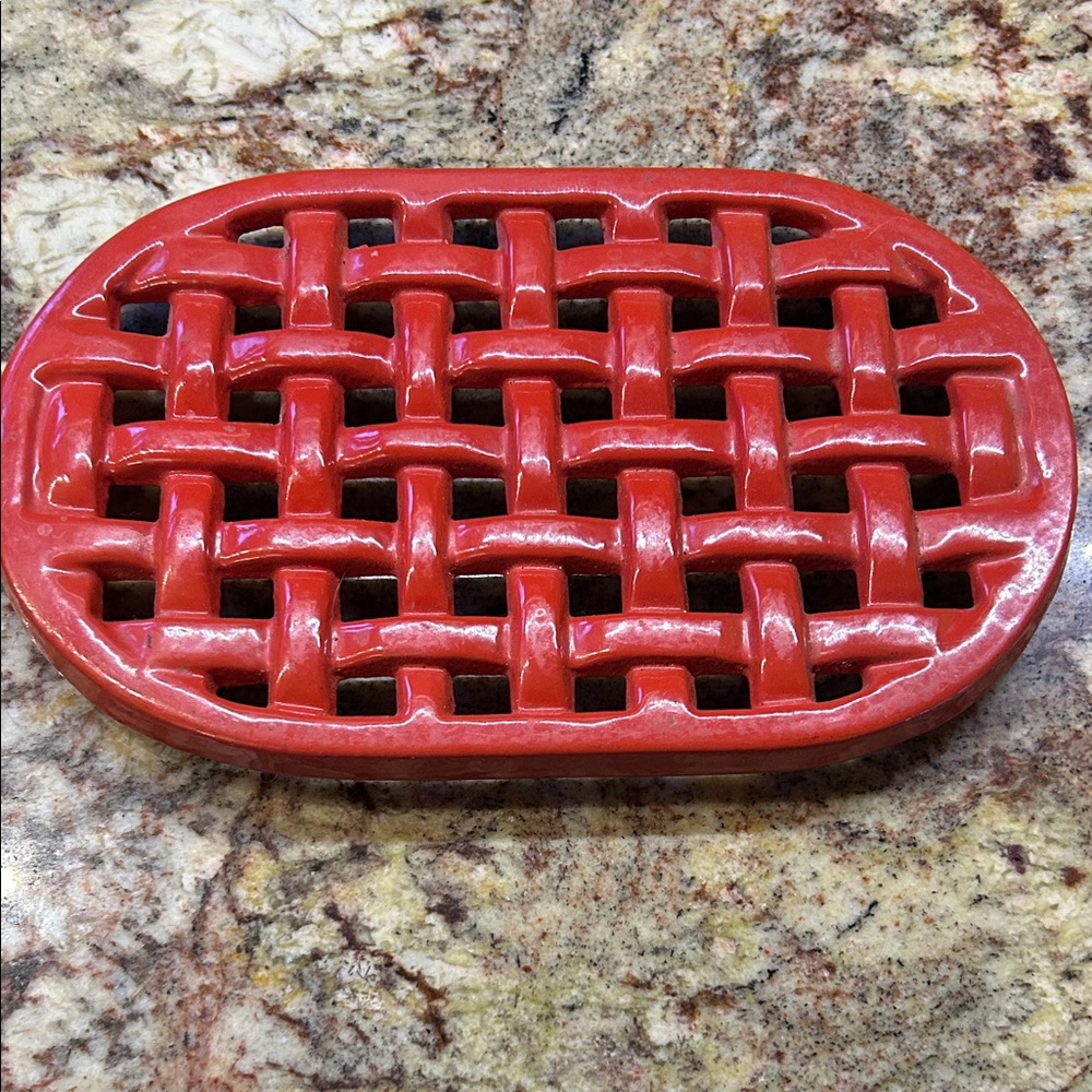 Red Ceramic Lattice Trivet